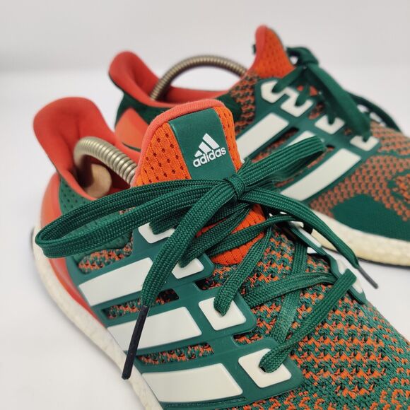 Adidas UltraBoost 1.0 PE Miami Hurricanes Sneakers Size 9.5 Green Orange AQ7847 main image 13